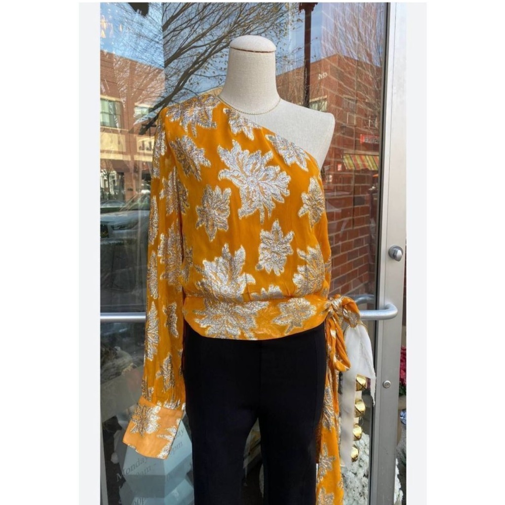 Nwt Karina Grimaldi Daniela Jaquard Print Blouse